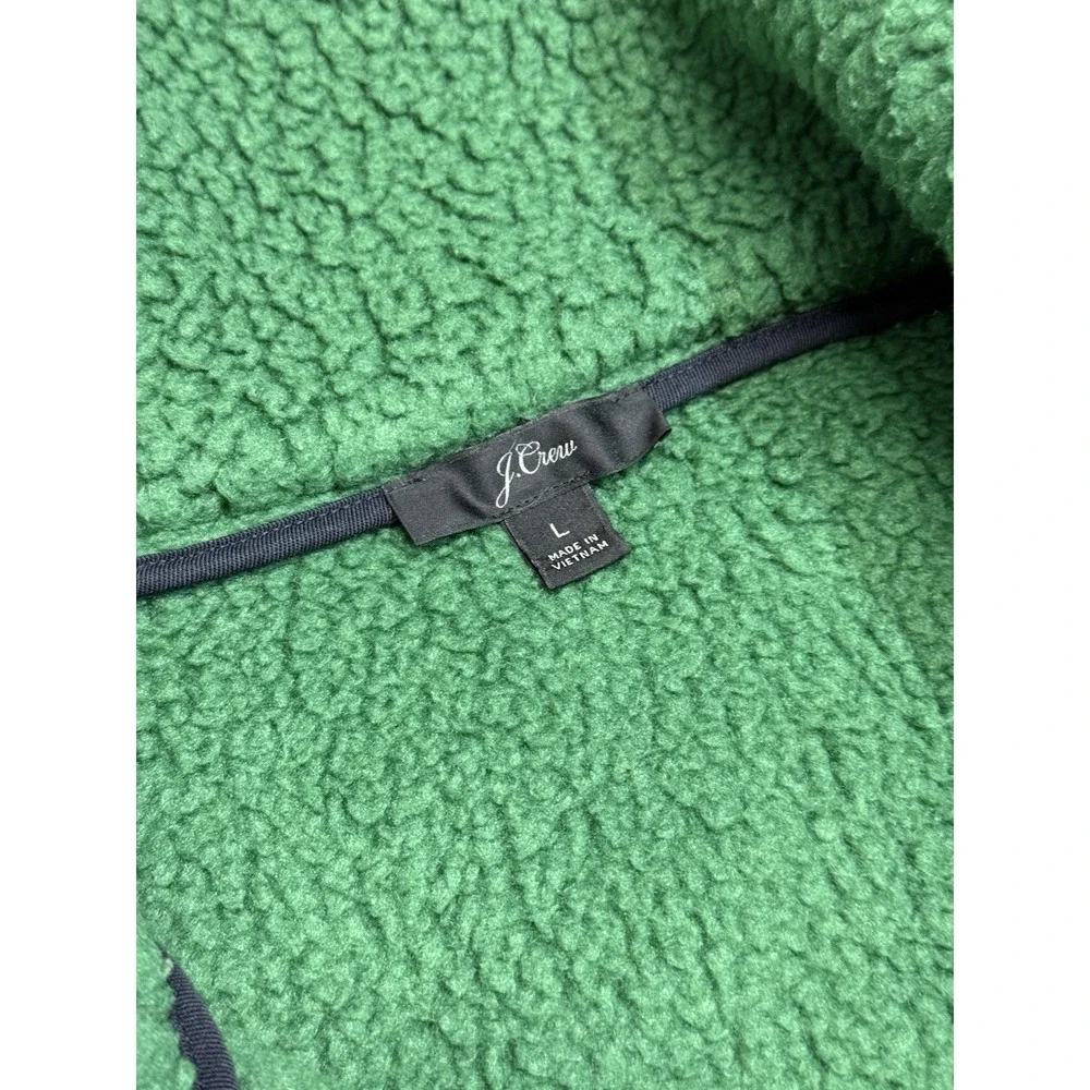 J Crew Women's Oversized Sherpa Quarter Zip Pockets‎ Green Size Large